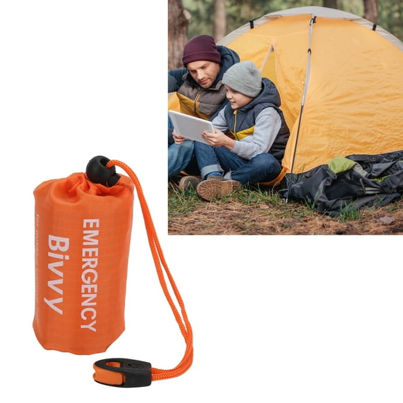 Bivy Sack, Thermal Lightweight Emergency Sleeping Bag Waterproof with Emergency Whistle for Camping for Picnic for Hiking for Backpacking