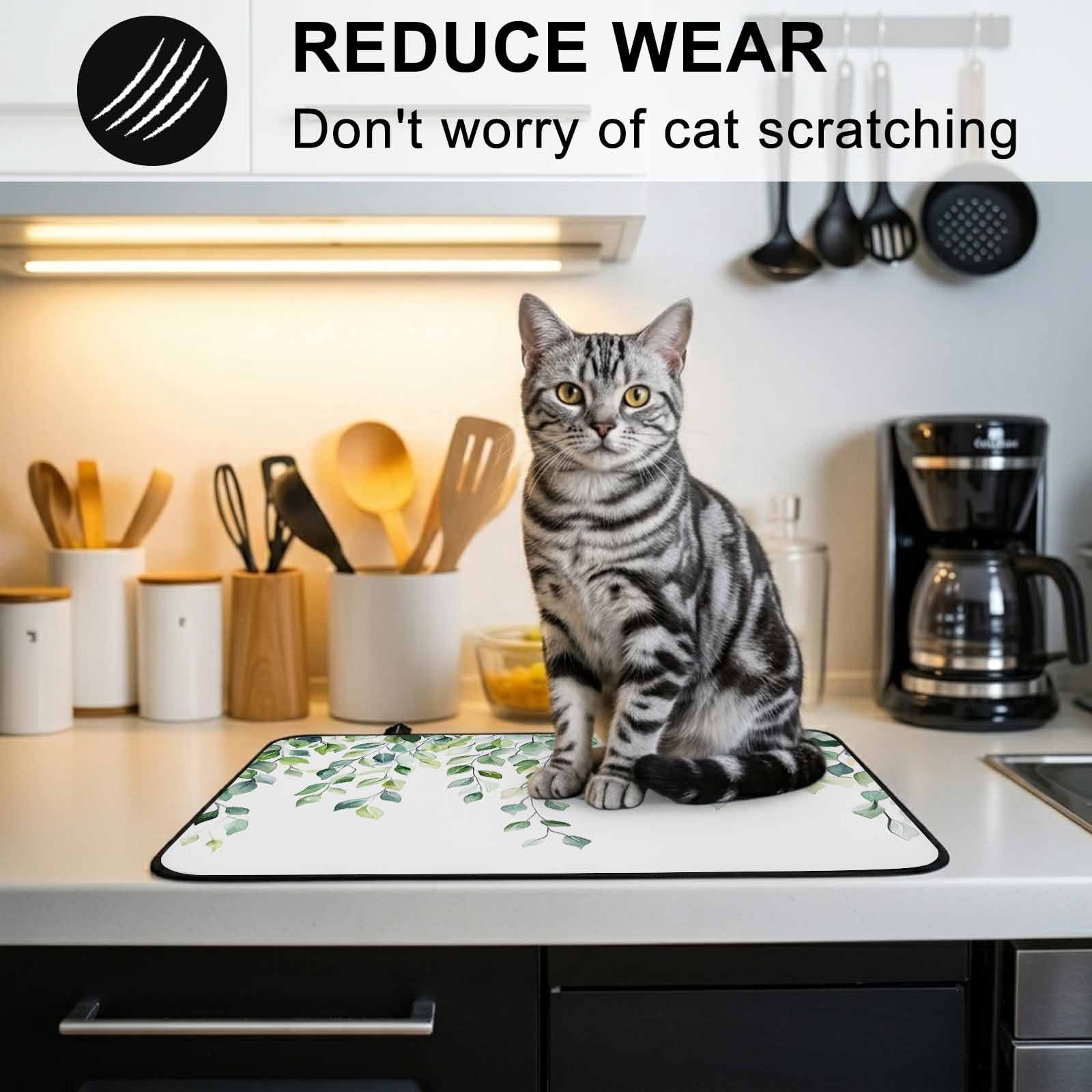 Spring Eucalyptus Leaves Stove Top Cover for Electric Stove, Heat-proof & Non Slip Glass Top Stove Cover Protector, Botanical Summer Kitchen Flat Cooktop Rubber Mat 24x21 Inches