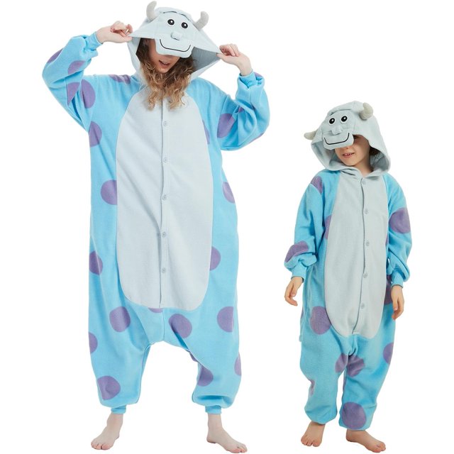 SWEETXIN Adulto Niño Unisex Mono Pijamas Halloween Navidad Ropa de Dormir Mono Cosplay Traje Traje para Mujeres y Hombres