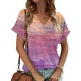 thumbnail image 2 of Raeneomay Oversized T Shirts Women's Tie Gradient Printing Tees Casual Short Sleeve Loose T Shirt Ladies Tops Blouses Shirts, 2 of 5
