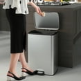 Innovaze 13.2 Gallon Stainless Steel Trash Can, TouchFree Lid, Pedal