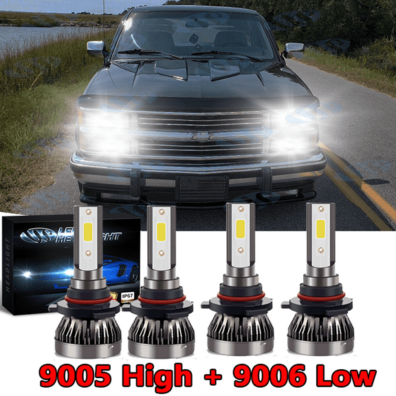 For Chevy C1500 1988-1999 9005 9006 Combo LED Headlight Bulbs High Low Beam 6K