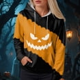 thumbnail image 2 of Godom Halloween Hoodies for Women 2025 cute Pumpkin Face Print Essentials Hoodie Sweatshirts Pullover, 2 of 6