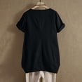 thumbnail image 5 of Otntypg T-Shirts for Women Loose Lightweight Casual Summer Button Rolled-up Short Sleeve Crew Neck Basic Cotton Tees Shirt Loose Fit Tunic Blouses Black XXL, 5 of 9