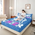 thumbnail image 4 of Homewish Girly Dreamy Dance 4-Piece Full Size Sheets,Bling Blue Glitter Bed Sheets,Cheer Team Lightweight Sheet Sets,Super Cozy Room Decor, 4 of 7