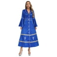 thumbnail image 3 of Kaerm Clergy Dress for Women Loose Fit Choir Robe Flared Sleeves Church Liturgical Praise Worship Dress Royal Blue 3XL, 3 of 7