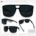 thumbnail image 2 of Mens Color Mirror Mobster Racer Flat Top Plastic Rectangle Sunglasses All Black, 2 of 8