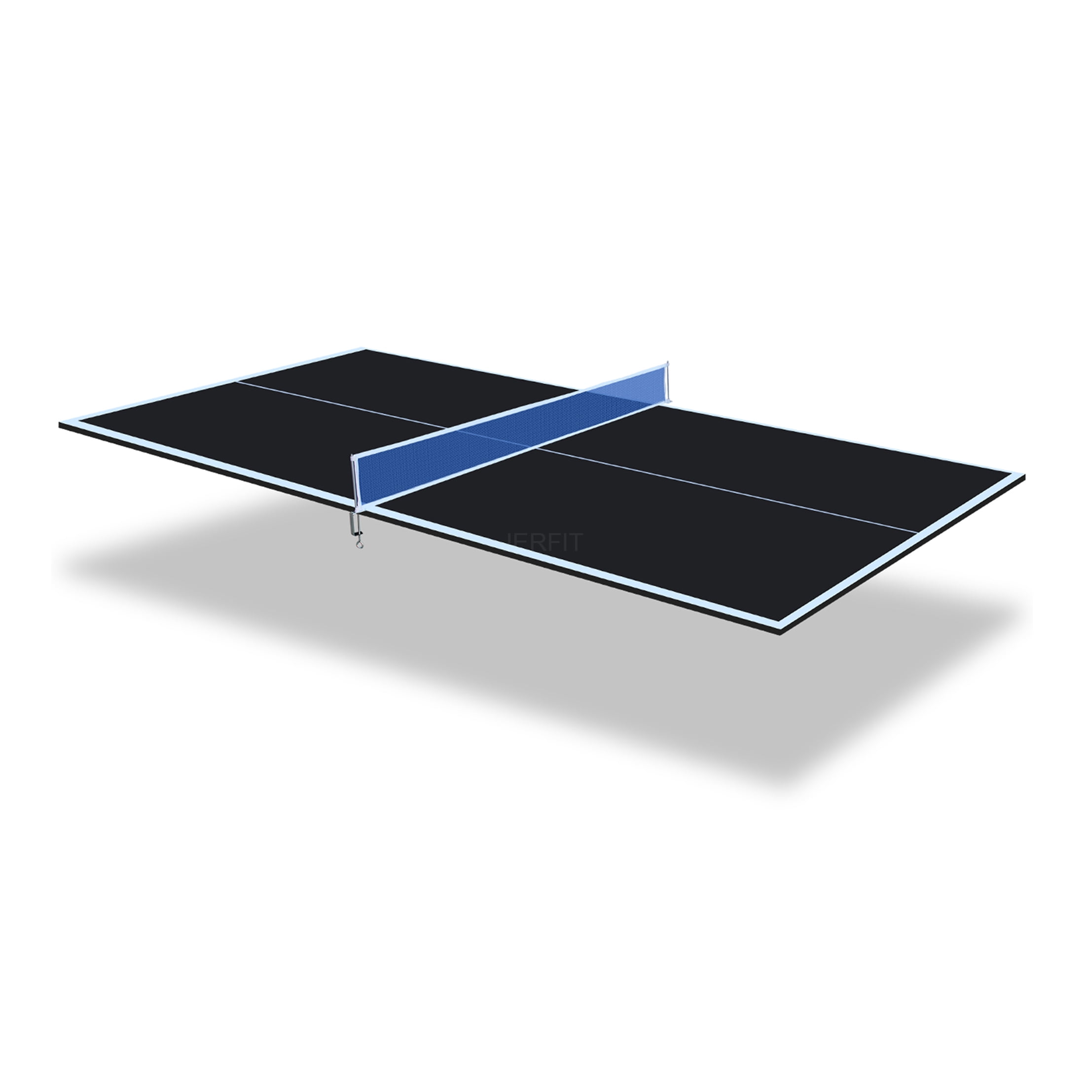 JERFIT 6x3ft Foldable Ping Pong Table Top, Black MDF Conversion Top for Indoor Table Tennis Games, Includes Net & Posts