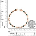 thumbnail image 3 of Gem Stone King 18K Rose Gold Plated Silver Simulated Green Opal and White Lab Grown Diamond Bracelet for Women (2.27 Cttw, Gemstone October Birthstone, Round Cabochon 4MM, 7.5 inch), 3 of 3