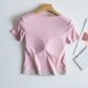 thumbnail image 5 of Pijama de manga corta para mujer, de verano, ligero y transpirable, con almohadillas para el pecho y camisetas de manga corta. Pijama de poliéster para mujer., 5 of 6