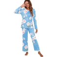 thumbnail image 4 of Women's Long Sleeve Sleepwear Soft Crew Neck Pyjama Set,Fp-light Blue, 4 of 5