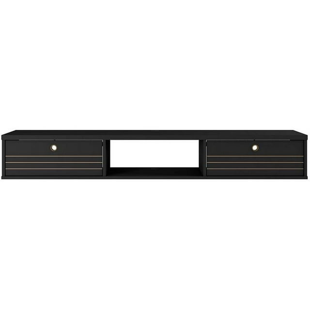 Liberty Modern 63" Floating Office Desk in Black Engineered Wood