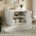 thumbnail image 3 of 30" Vintage Bathroom Vanity with Ceramic Sink, with 3 Holes Single Ceramic Sink, Bathroom Storage Vanity Cabinet with 2 Soft Closing Doors, 3 of 9