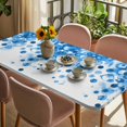 thumbnail image 3 of Blue Gradient Table Cloths for 6 Foot Rectangle Tables, Abstract Polka Dots Vintage Modern Art Patio Waterproof Elastic Fitted Tablecloths, Washable Rectangular Table Cover for Camping, 3 of 8