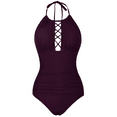 thumbnail image 3 of Hilor Women's Halter One Piece Swimsuits Sexy Tummy Control Bathing Suits Ruched Swimwears, 3 of 8