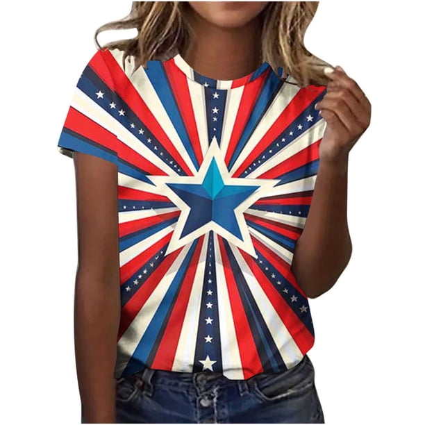 Tops de Ajuste Suelto para las Mujeres Sudadera Casual Impresa Manga Corta Cuello Redondo Superior, Poliéster