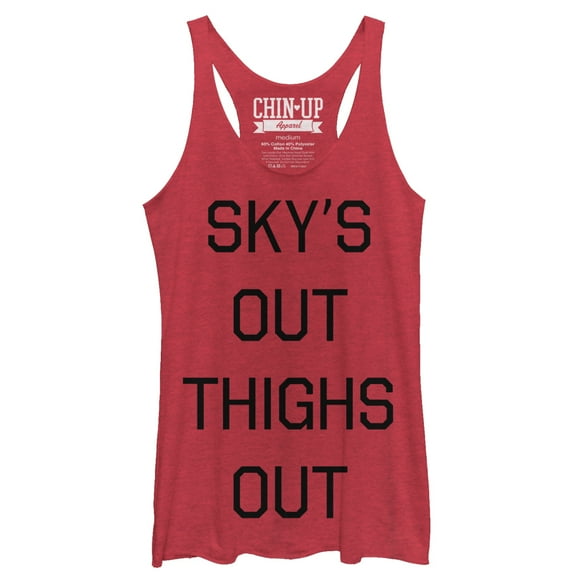 Women's CHIN UP Sky's Out Thighs Out Racerback Tank Top Red Heather Large