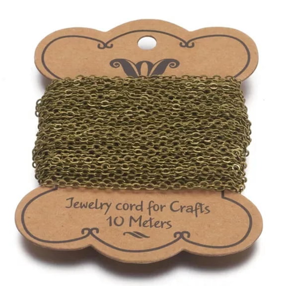 U8MO 10.9yd/Roll Brass Cross Cable Chains Unsoldered Oval Necklace Making 3.5x3x0.5mm-Antique Bronze