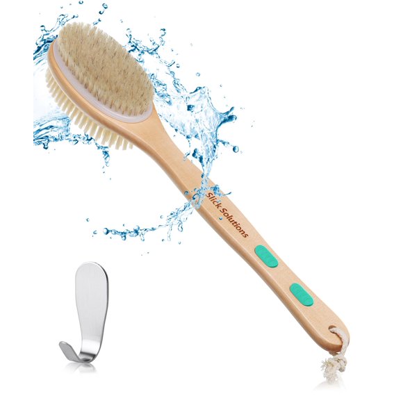 Slick- Cepillo de ducha Cepillo de ducha de doble cara Depurador de espalda Cepillo de baño Cepillo para espalda Cepillo para espalda Mango largo para ducha Cepillos de ducha para la espalda Cepillo d