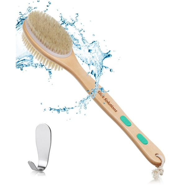 Slick- Cepillo de ducha Cepillo de ducha de doble cara Depurador de espalda Cepillo de baño Cepillo para espalda Cepillo para espalda Mango largo para ducha Cepillos de ducha para la espalda Cepillo d
