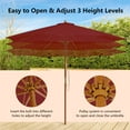 thumbnail image 4 of Gymax 10FT Wooden Market Table Umbrella Pulley Sunshade Canopy w/8 Bamboo Ribs Wine, 4 of 6