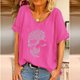 thumbnail image 1 of Pntutb mujeres verano moda manga corta cuello en V impresión Casual blusa camiseta tops Pntutb Pntutb-6577, 1 of 9