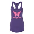 thumbnail image 2 of Wild Bobby, Butterfly Pink Ribbon Faith Hope Love, Breast Cancer Awareness, Women Racerback Tank Top, Purple Rush, Large, 2 of 5