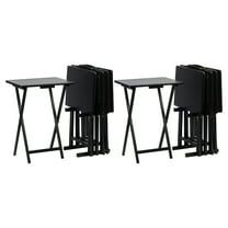PJ Wood Folding TV Snack Tray Table Desk Stand, Black (10-Piece Set)
