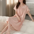 thumbnail image 4 of Defitshape Women's Cute Nightgown Soft Pjs Summer Comfy Lace Short Sleeve Spandex Lightweight Modal Cotton Sleepwear Knee Length Sleep Dress Loungewear Pink Medium, 4 of 4