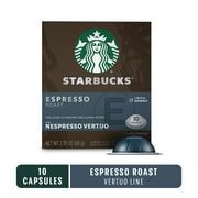 Starbucks By Nespresso Vertuo Coffee Capsules, Espresso Roast, Dark Roast Nespresso Pods, 1 Box (10 Pods)