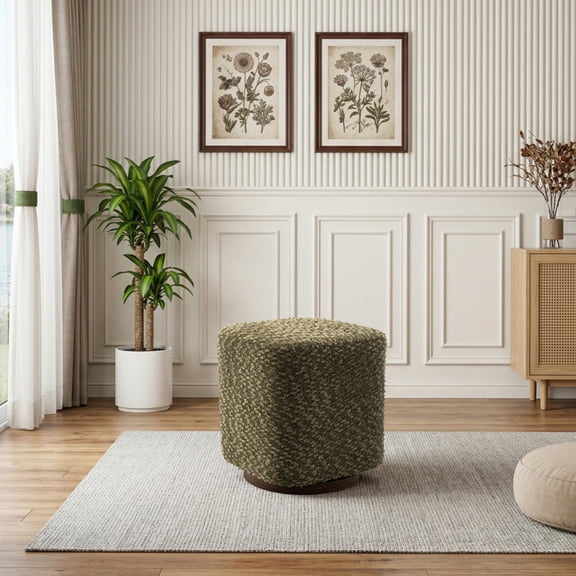 Swivel Vanity Stool, With Soft Padded Seat, 360 Degree Rotating Design for Bedroom Living Room, Olive