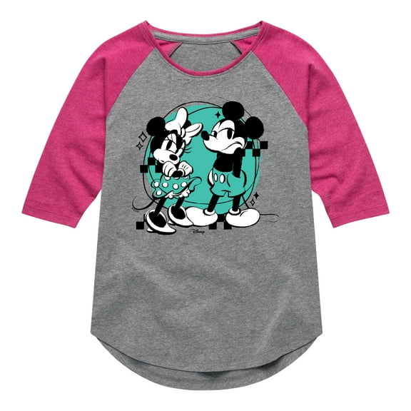 Disney - Mickey And Minnie Mouse  - Toddler & Youth Girls Raglan Graphic T-Shirt