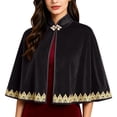 thumbnail image 2 of ZACPNCV Women Short Velvet Cape Shawl Stand Collar Frog Button Evening Gown Wrap Elegant Velvet Cape for Wedding Dinner Party Formal Evening B-Black, 2 of 8