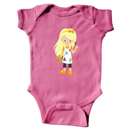 

Inktastic Cute Girl Blonde Hair Painter Paint Artist Gift Baby Girl Bodysuit