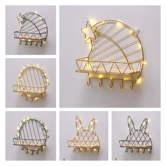 Shenmeida Storage Rack Shelf with Hooks, Punch Free Wall Mounted Storage Rack Organizer Holder for Bathroom Shower Kitchen