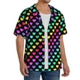 thumbnail image 4 of Honeii 's Rainbow Hearts for men's short-sleeved button-up collared shirt featuring a pocket, perfect for beach vacations, and travel adventures., 4 of 5