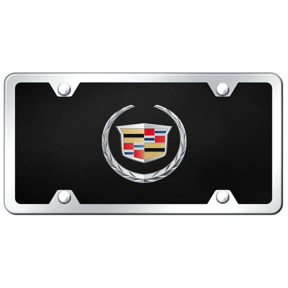 Cadilac Name Acrylic License Plate Kit (Chrome on Black)
