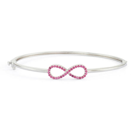 Simulated Ruby Sterling Silver 22mm Infinity Bangle