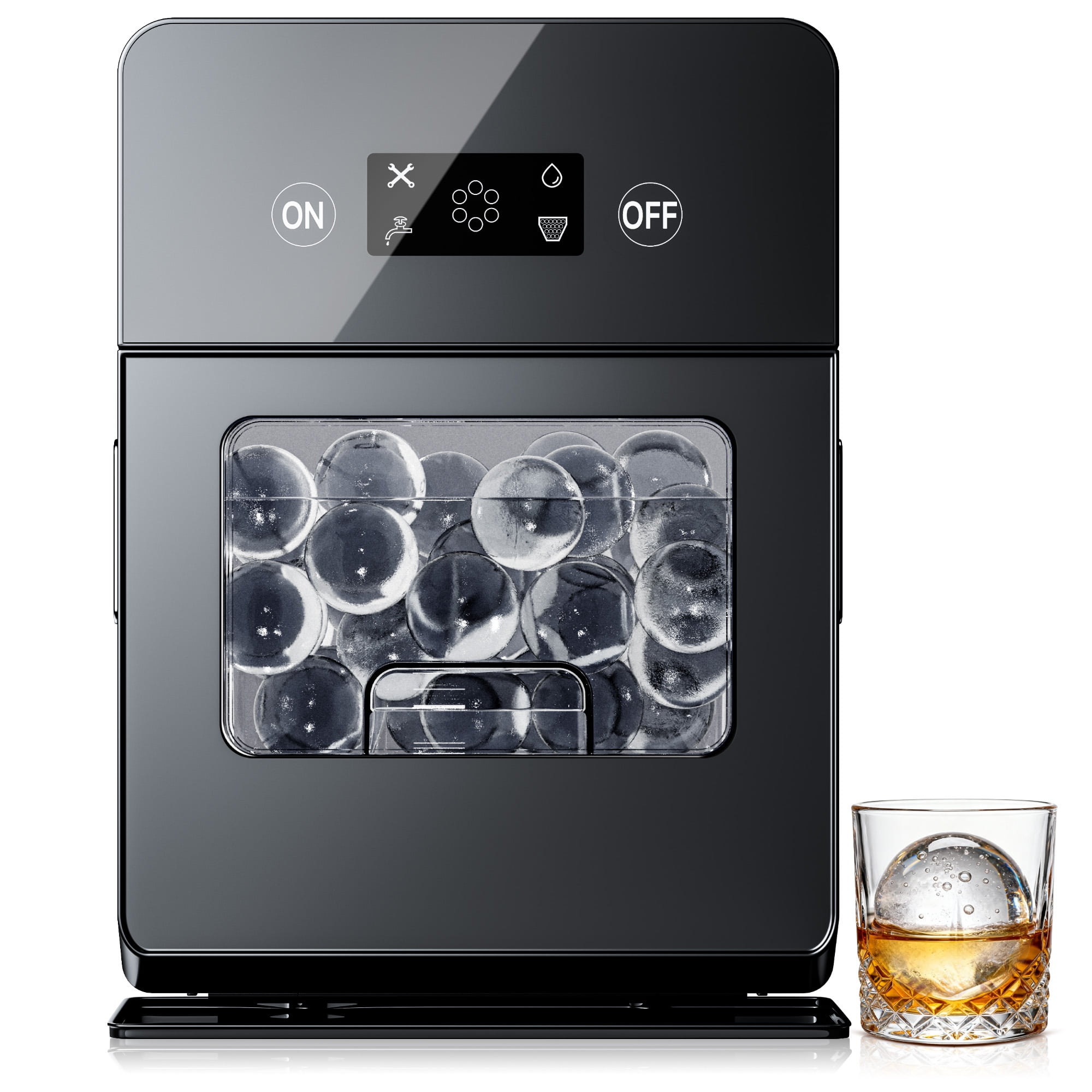 EUHOMY Commeircal Ice Ball Maker, 150 Pcs/Day, Sphere Ice Maker with Self-Cleaning for Whiskey