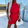 thumbnail image 2 of Olyvenn Women's Casual Sleeveless Jumpsuit Rompers Loose Turtleneck Tank Top Summer Shorts Jumpsuit Overalls Trendy Outfits Red 4, 2 of 6