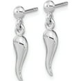 thumbnail image 2 of Sterling Silver Rh-Plated Polish Cz Italian Horn Dangle Post Earrings (19.8 X 4.2) Made In Thailand qe15651, 2 of 5