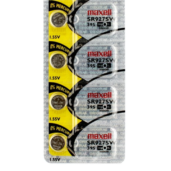 4 x Maxell 395 Watch Batteries, SR927SW or 399 Battery
