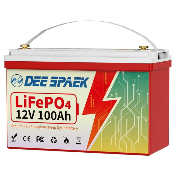 12V 100Ah LiFePO4 Battery,100A BMS Deep Cycles DEESPAEK Lithium RV Batteries for Marine Solar Trolling Motors Golf Cart