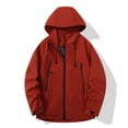 thumbnail image 6 of Zynoxe Plus Size Rain Jacket Women Trendy Waterproof Zip Up Adjustable Cuffs Raincoat with Drawstring Hood Outdoor Travel Hiking Windbreaker Red 4XL, 6 of 7