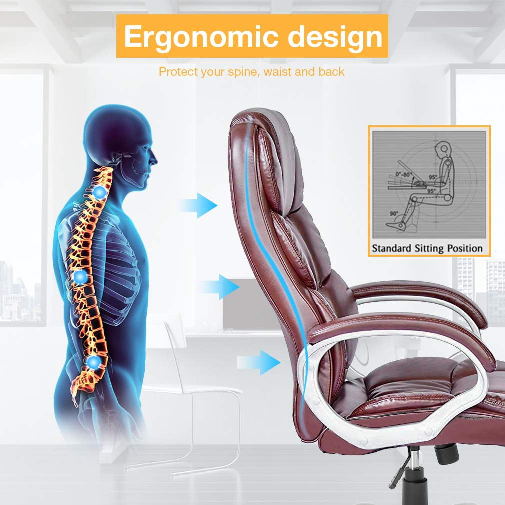 BestOffice Ergonomic Office Chair, Lumbar Support, Rolling Swivel for Women, Men(Brown)