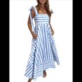 thumbnail image 1 of Vestido Informal de Verano con Estampado Floral, Sin Mangas y Tirantes Finos, Holgado y con para Mujer. Azul L, 1 of 10