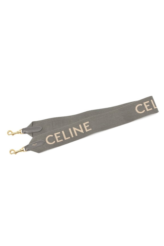 Pre-Owned Celine Jacquard Long Strap Shoulder 49S012AEP.09GW Wool Leather Gray White S-160072