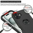 thumbnail image 3 of Hotpom Phone Case for iPhone 16 Plus Heavy Duty Shockproof Dustproof Case with Screen Protector tempered glass, Black/ Orange, 3 of 6
