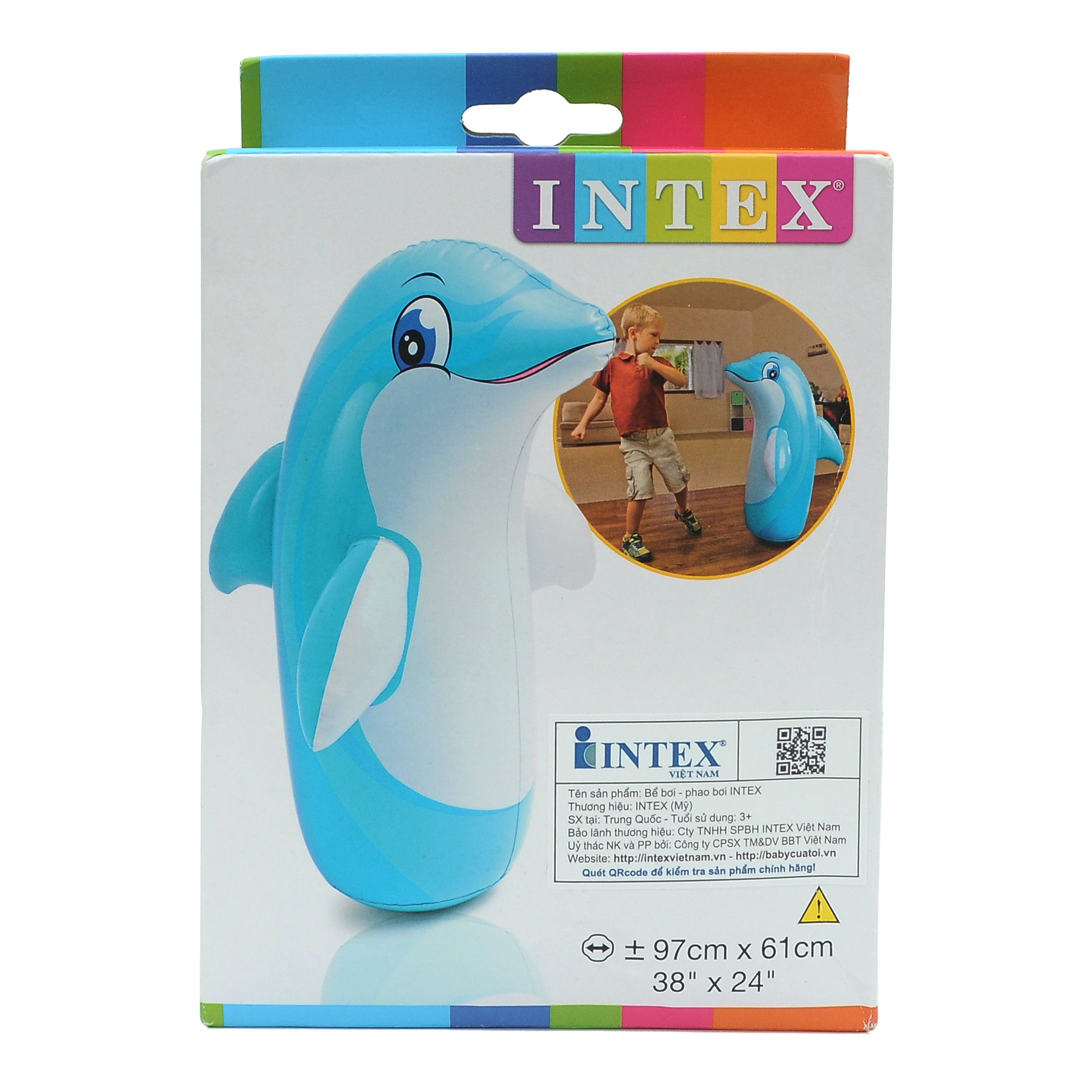 38" x 24" Intex 3D Bop Bag Blow Up Inflatable Dolphin 