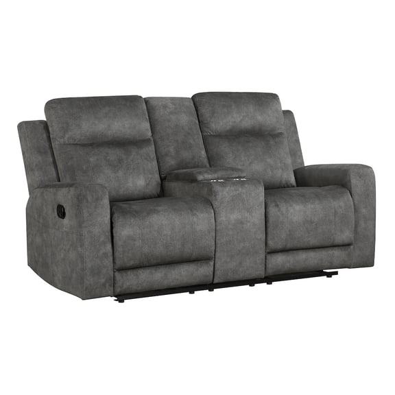 Lexicon Yates Microfiber Double Reclining Love Seat in Brownish Gray